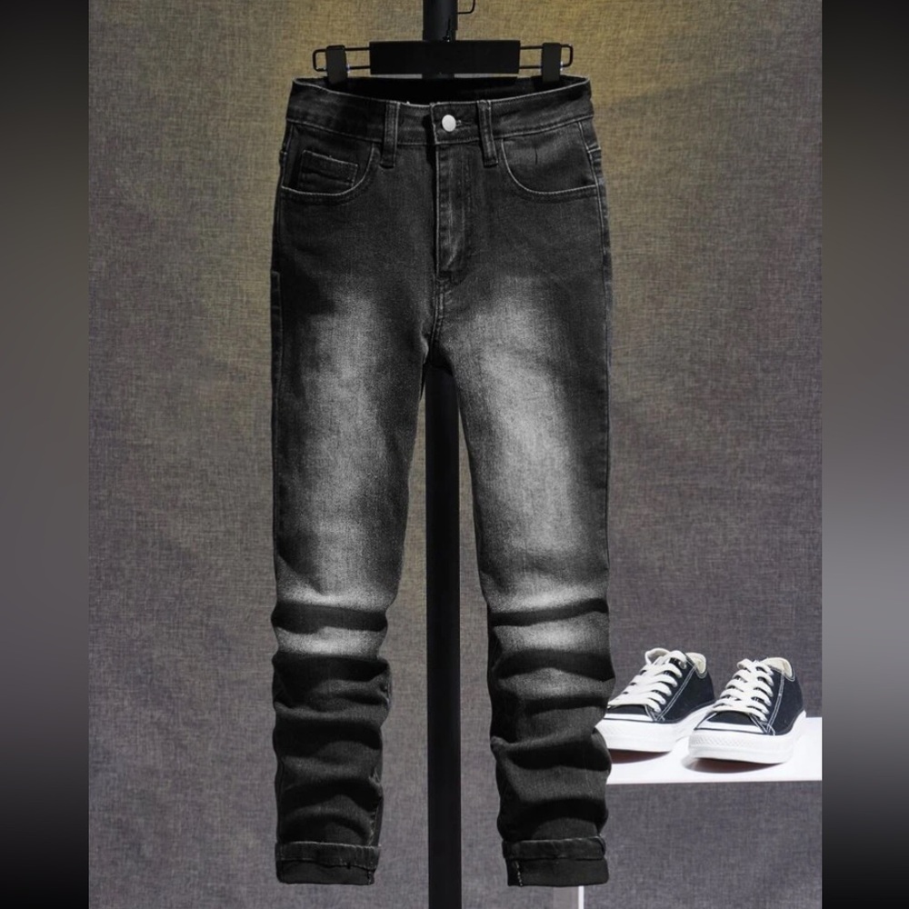 Teen boy dark gray Black Denim Jeans SHEIN size 11y 12y but can fit 10y